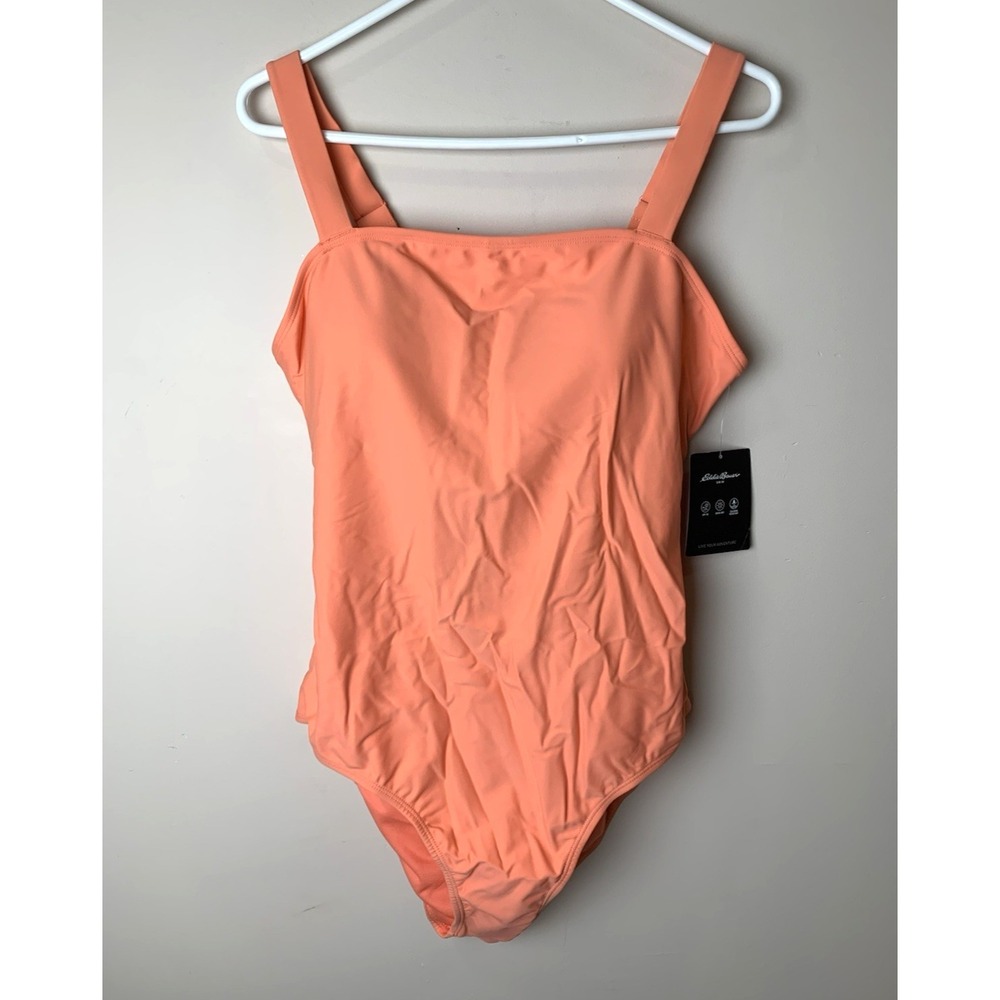 NEW Eddie Bauer One Piece Swimsuit Bathing Suit Womens XL Peach UPF50
